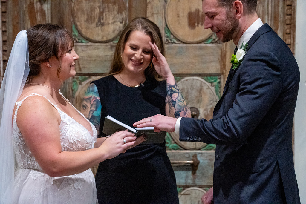 Wedding officiant leading ceremony for couple in Louisville Kentucky